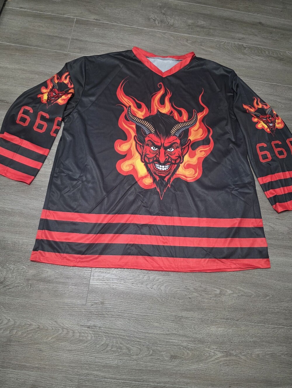 Vintage? Y2K Graphic Devil Satan 666 Hockey Style Jersey One Size Gothic